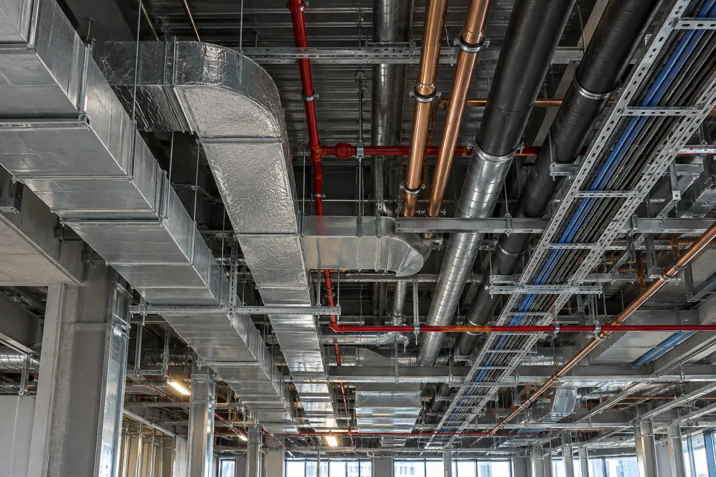 Vista tecnica di un'interferenza tra sistemi MEP coordinati